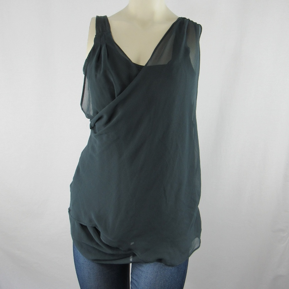 Simply Vera Vera Wang Green Sheer Draped Tank Top